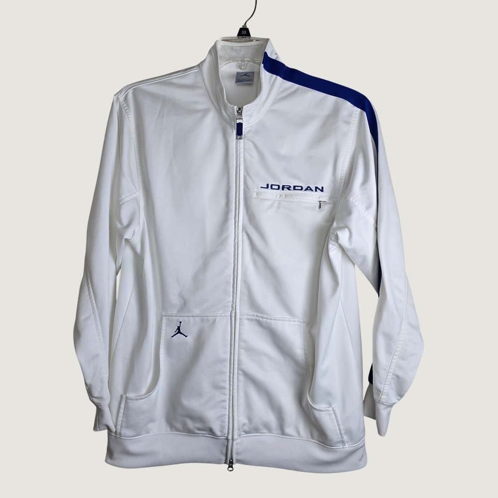 Nike Air Jordan Track Jacket Mens Medium White Blue Full Zip Jumpman Vintage